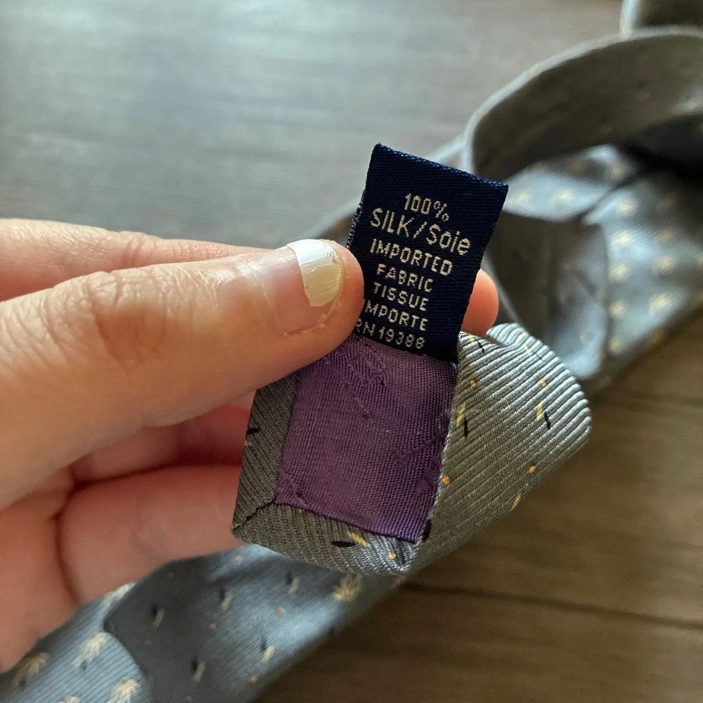 Nautica Geometric Floral Silk Necktie One Size Grey Mens Professional Accessory